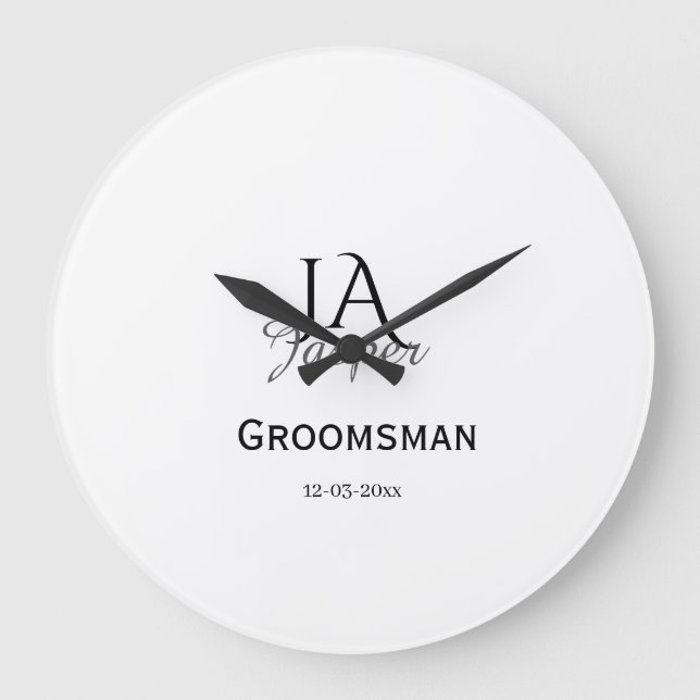Personligt monogram bröllopsvittne bästa man namn  stor klocka (Framsida)