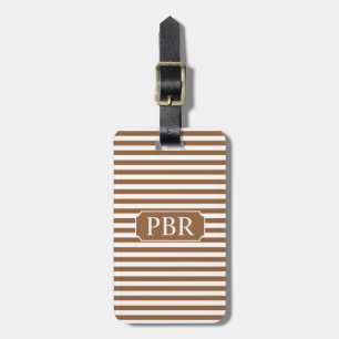 Personligt monogram brunt resväskemärke bagagebricka