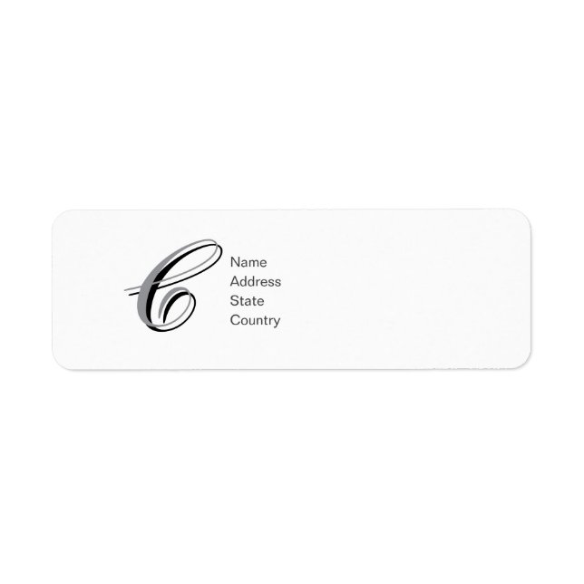 Personligt Monogram C Script Returadressetikett Returadress Etikett (Framsidan)
