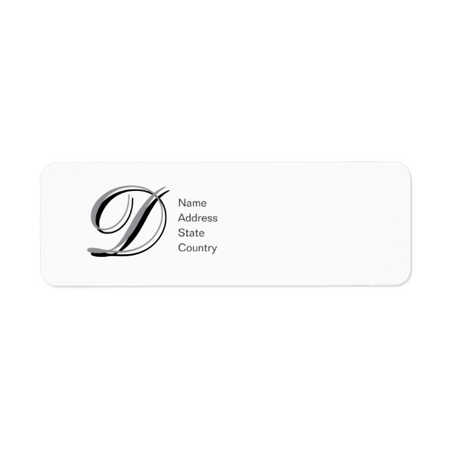 Personligt Monogram D Script Returadressetikett Returadress Etikett (Framsidan)