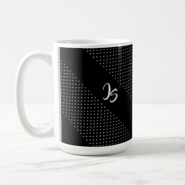 Personligt monogram Geometric Trendig Black Mönste Kaffemugg (Vänster)