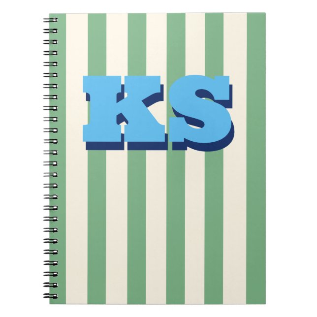 Personligt monogram grön rand Anpassade begynnelse Anteckningsbok (Framsidan)