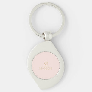 Personligt monogram i rosa och guld   Namn     Swirl Silverfärgad Nyckelring