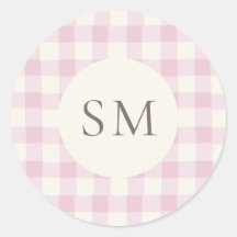 Personligt monogram i rosafärgad rutigt tyg