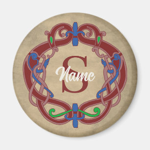 Personligt monogram initial keltisk design magnet
