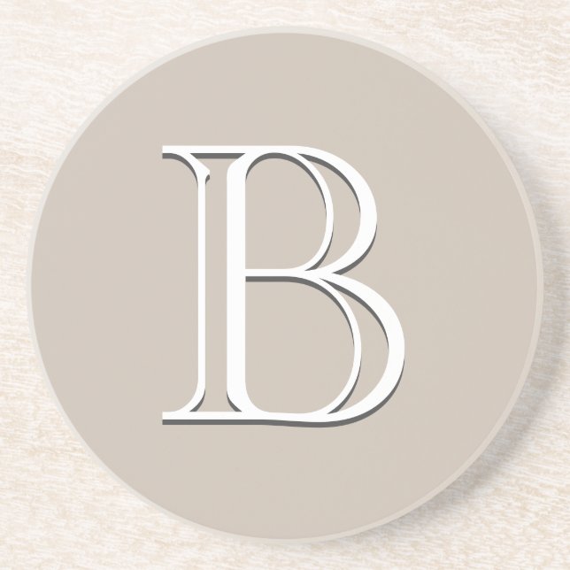 Personligt monogram initial neutral tan underlägg (Framsidan)