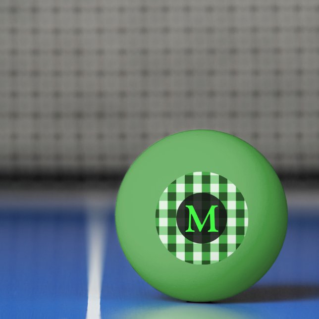 Personligt monogram med skoggrön gingham-mönster pingisboll (Netto)