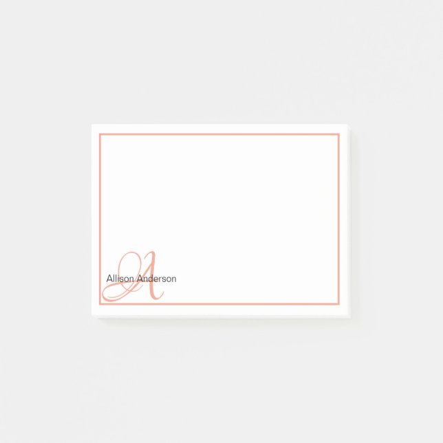 Personligt monogram och namn  post-it block (Framsida)
