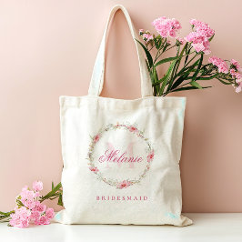 Personligt monogram rosa blommor tygkasse