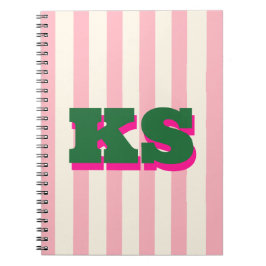 Personligt monogram rosa rand, anpassade begynnels anteckningsbok