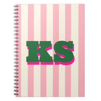Personligt monogram rosa rand, anpassade begynnels anteckningsbok