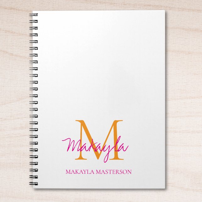 Personligt monogram rosa skriptnamn  anteckningsbok (Skapare uppladdad)