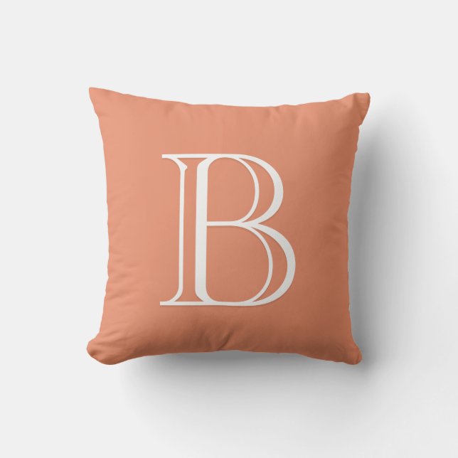 Personligt Monogrammerad Mörk Persika Dekorativ Kudde (Framsida)