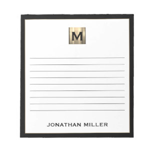 Personligt monogrammerat linjerat anteckningsblock