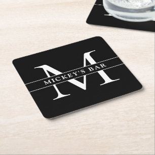 Personligt monogramnamn underlägg papper kvadrat