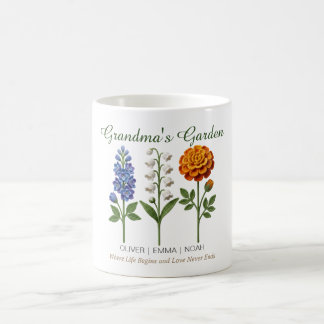 Personligt Mormor Present Virkade Födelseblommor Kaffemugg