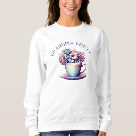 Personligt Mormors Namn | Vacker Blommig T Shirt