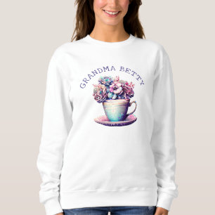 Personligt Mormors Namn Vacker Blommig T Shirt