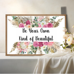 Personligt motiverande citat rosa blommor poster