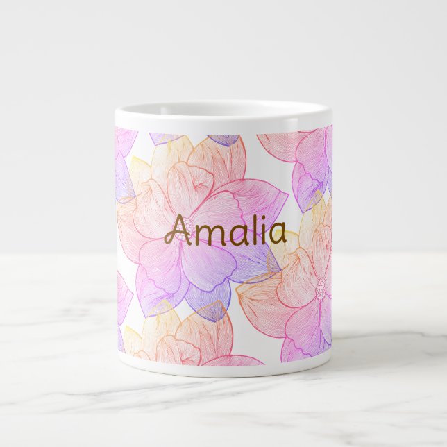 Personligt namn Amalia "Sunset Bloom" Jumbo Mugg (Framsidan)