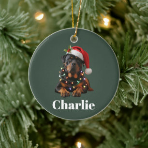 Personligt Namn Anpassad Rottweiler Hund Jul Julgransprydnad Keramik
