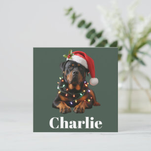 Personligt Namn Anpassad Rottweiler Hund Jul  Julkort