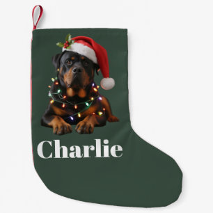 Personligt Namn Anpassad Rottweiler Hund Jul Liten Julstrumpa