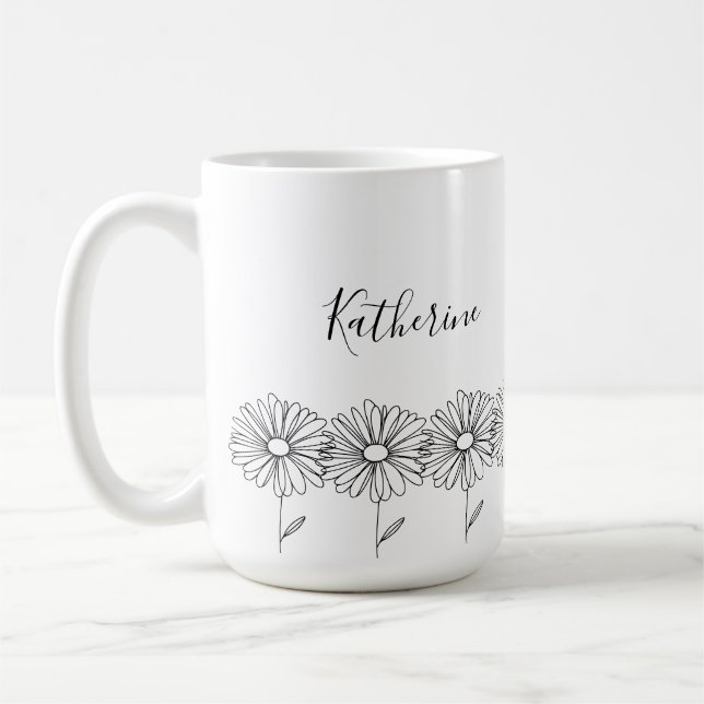 Personligt namn April tusenskönas Födelseblomma Kaffemugg (Vänster)