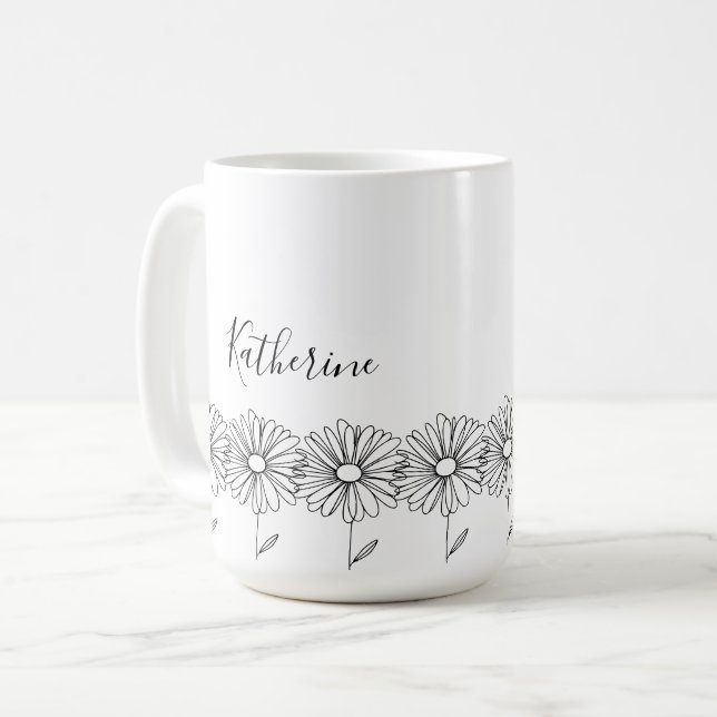 Personligt namn April tusenskönas Födelseblomma Kaffemugg (Framsida vänster)