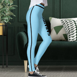 Personligt namn Babyblå svarta ränder rolig presen Leggings