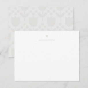 Personligt namn Beige Neutral Hjärtform Anteckningskort