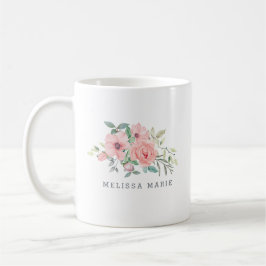 Personligt Namn Blommig Akvarell Mugg