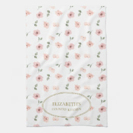 Personligt Namn Blommönster Kökshandduk