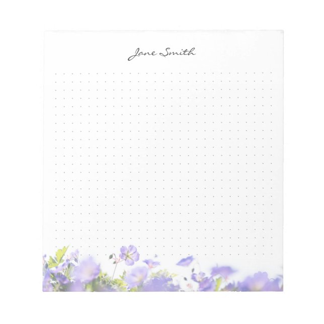 Personligt namn blomsterestetisk punktgrid anteckningsblock (Framsida)
