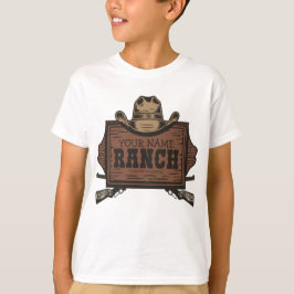 Personligt namn Cowboy Guns Western Ranch-skylt T Shirt