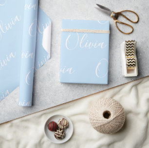 Personligt namn elegant blå modern presentpapper