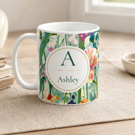 Personligt namn Elegant blomsterdesign Kaffemugg