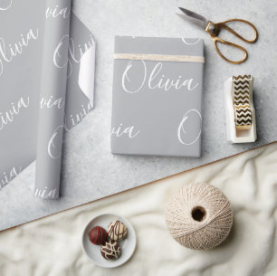 Personligt namn Elegant Grå Modern Presentpapper