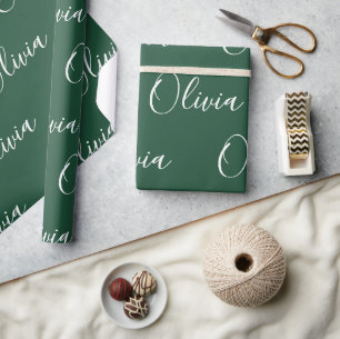 Personligt Namn Elegant Grön Modern Presentpapper