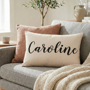 Personligt namn Elegant kräm Minimalistisk skrift Prydnadskudde