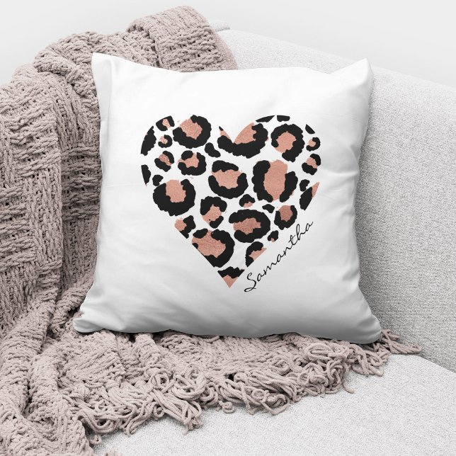 Personligt namn Elegant leopardhjärta Kudde (Skapare uppladdad)