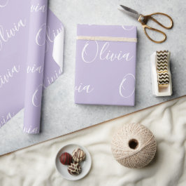 Personligt namn elegant lila modernt presentpapper