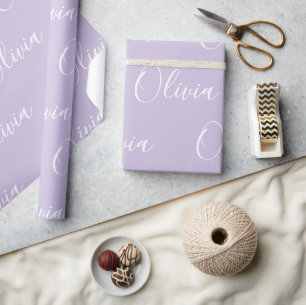 Personligt namn elegant lila modernt presentpapper