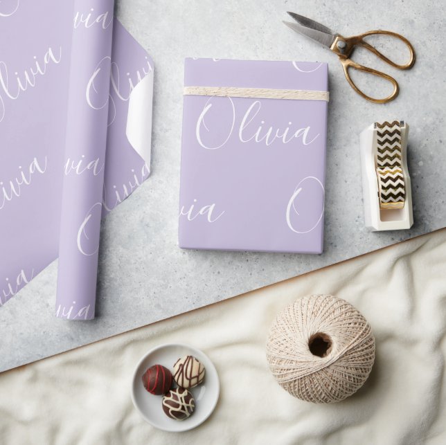 Personligt namn elegant lila modernt presentpapper (Hantverk)