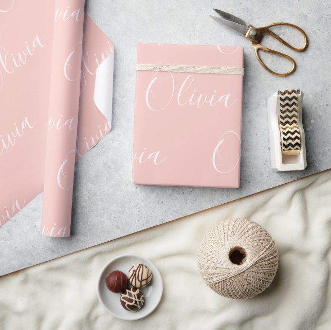 Personligt namn Elegant Persika Modern Presentpapper (Hantverk)
