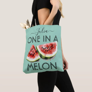 Personligt namn EN I EN MELON Sommar Vibes Blå Tygkasse