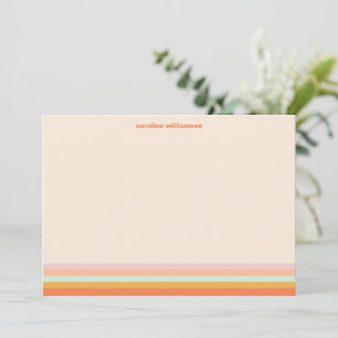 Personligt namn Färgglada ränder Retro Pastell Anteckningskort