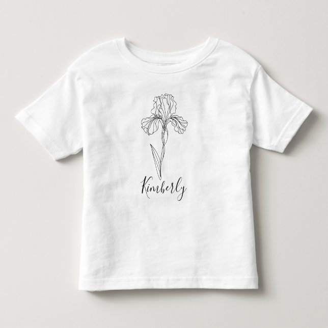 Personligt namn Februari iris Födelsedagsblomma T Shirt (Framsida)