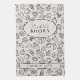 Personligt namn för vintage-kaksmönster  kökshandduk