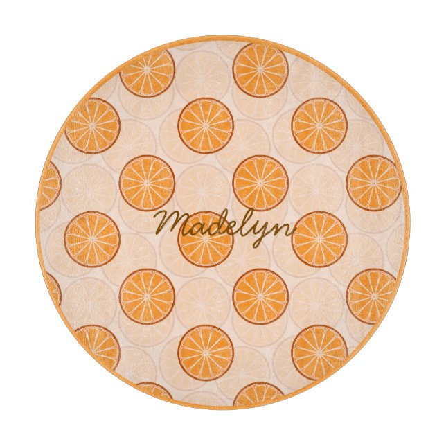 Personligt namn frukt orange brun Skärbräda (Framsidan)